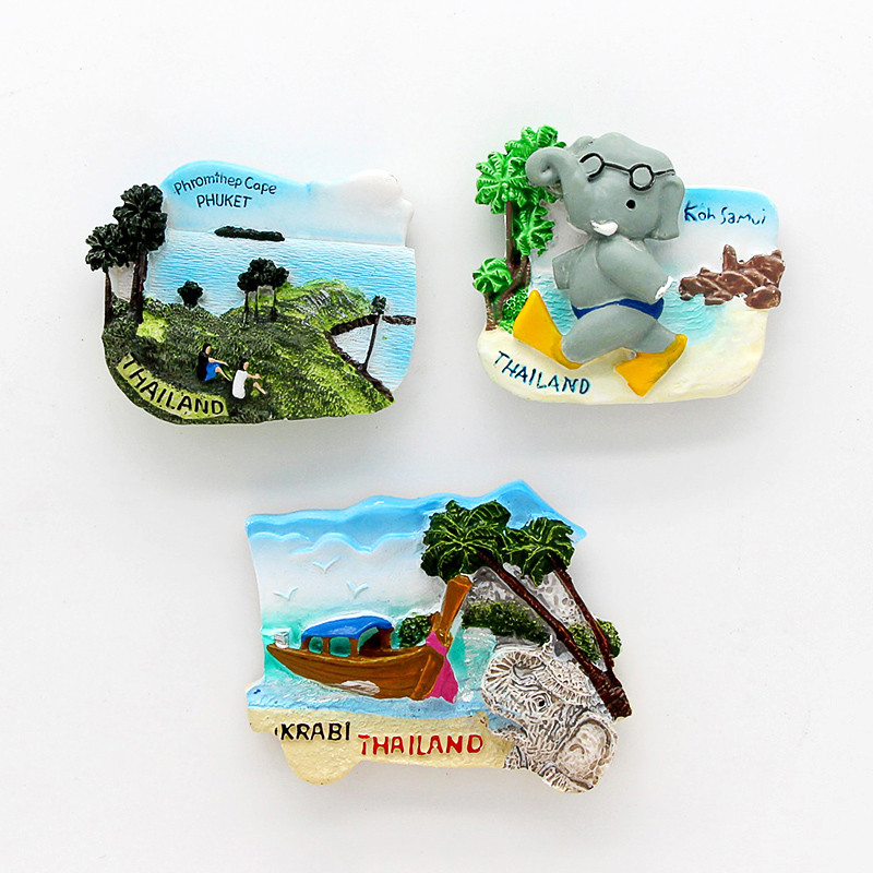 Thailand Pattaya elephant Shrimp soup 3D magnetic refrigerator paste souvenir Bangkok fridge magnets