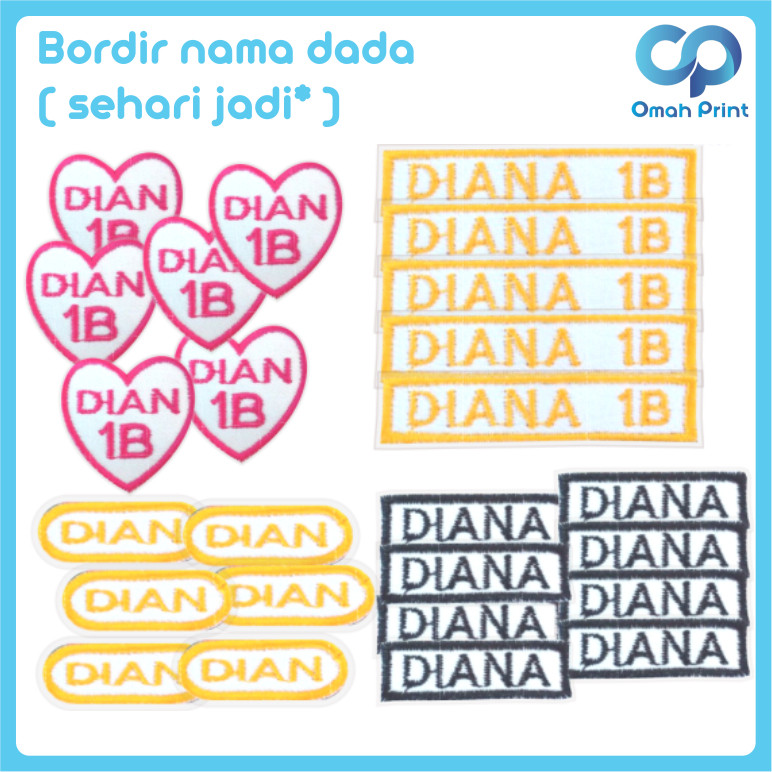 Bordir SEHARI JADI Label nama bordir - Bordir nama kecil - bordir satuan