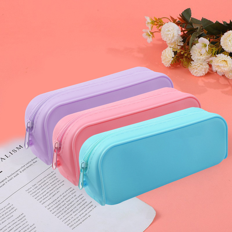 

Kawaii Colorful Silicone Pencil Case Cute Fashion Pencil Bag Stationery Storage Pouch Student School Supplies Student Gift