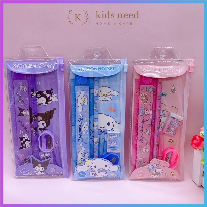 

5in1 Pensil Set Alat Tulis Anak Lucu / Study Set Penghapus /Tempat Pensil Buku Tulis Sekolah / Set Dompet Karakter Kuromi