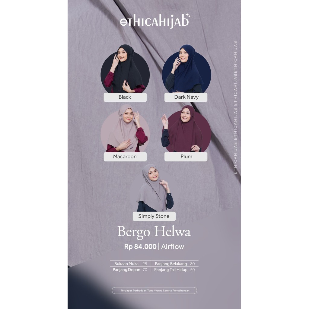 Kerudung Bergo Premium Helwa Hijab Instant Wanita By Ethica Hijab