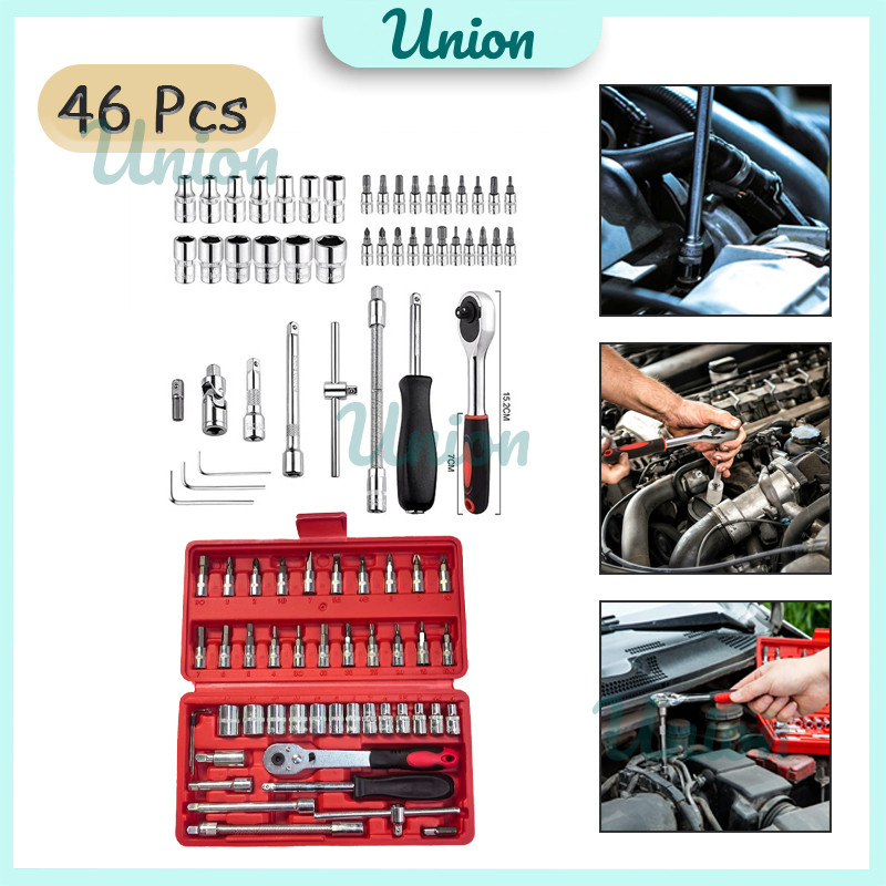 Socket Wrench Set 46 Buah Set Lengkap Ratchet Wrench Set Shock Absorber Wrench