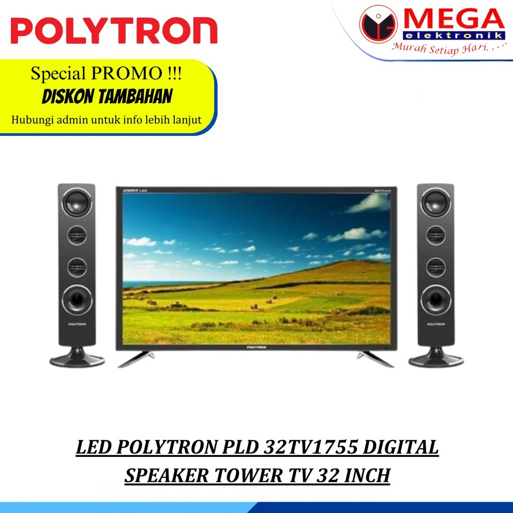 LED POLYTRON PLD 32TV1755 DIGITAL SPEAKER TOWER TV 32 INCH