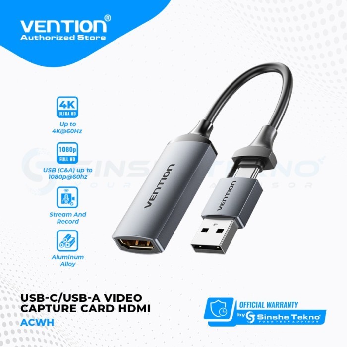 Vention HDMI Video Capture Card USB to HDMI Game Capture for Streaming