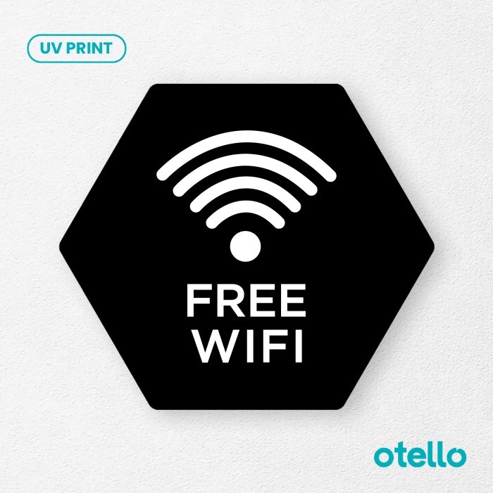 

Free Wifi Sign Board Gratis Wi-Fi Acrylic Signage Akrilik Label Stiker - Bulat Hitam, 15 cm