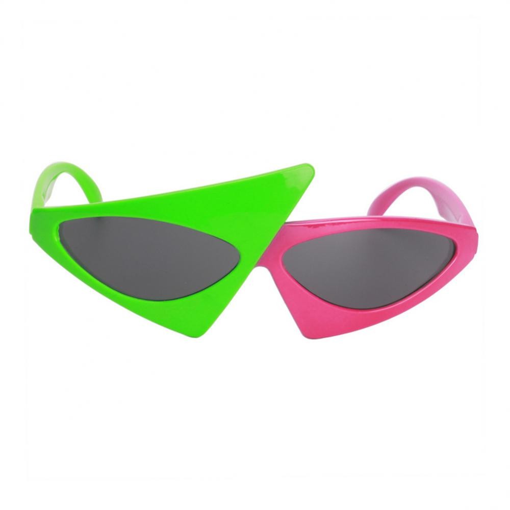 

1/2PCS Novelty Funny Glasses Green Pink Contrast Hip-Hop Glasses Asymmetric Triangular Sunglasses Party Decorations Supplies