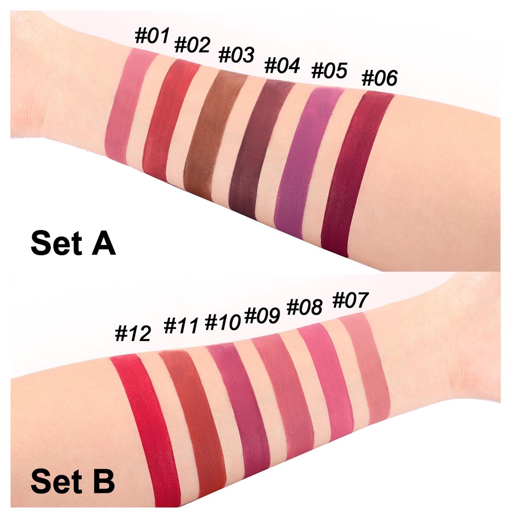 RK 10 6 Pcs Lipstik Matte Lip Gloss Tahan Lama Tahan Air Non-memudar /Dapatkan Kupon Dan Beli