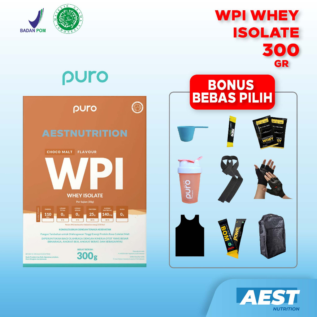 ORIGINAL Puro WPI Whey Protein Isolate 300 gram Susu Protein Isolate