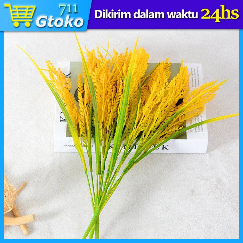 Tanaman Artificial Daun Padi Plastik Imitasi Dekorasi Hias Rumah Wheat Gandum Bunga Ilalang Bunga Ke