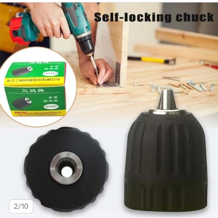 Kepala Bor Self-Tighten Drill Chuck Keyless Kepala Bor Drill Chuck Untuk Kepala Bor Cordless
