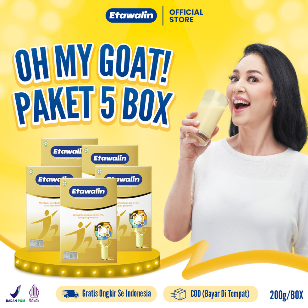 

Etawalin 5 Box - Susu Etawa Premium Cegah Pengapuran Tulang, Nyeri Sendi dan Rematik 100% Original