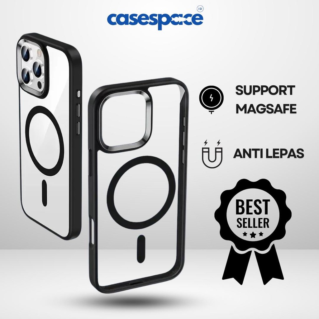 Case magsafe black hitam clear transparan iphone kasing anti crack untuk iphone 11 12 13 14 15 PRO M