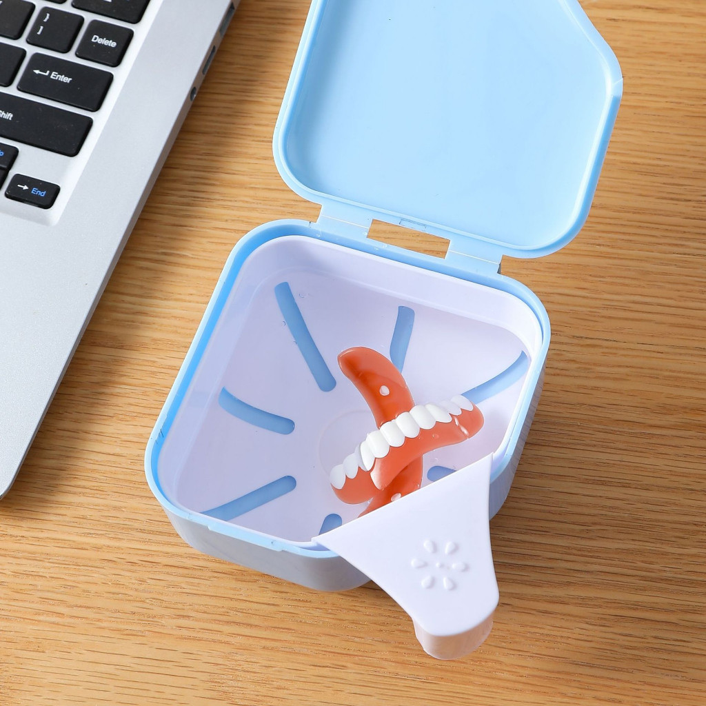 Denture box Retainer Gigi Tempat kotak prothesa tempat gigi palsu Case mouth guard retainer behel or
