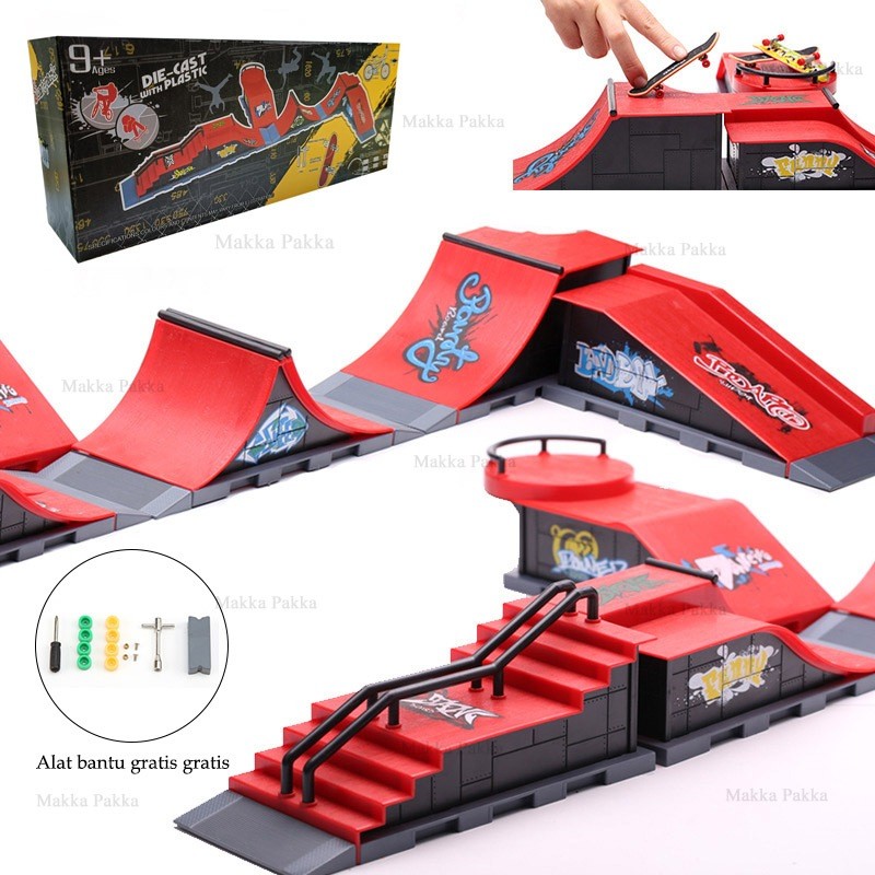 KI98U Fingerboard Arena Skateboard SkatePark Mini Board Game Gift for Kids Skateboard Jari Mini Deng