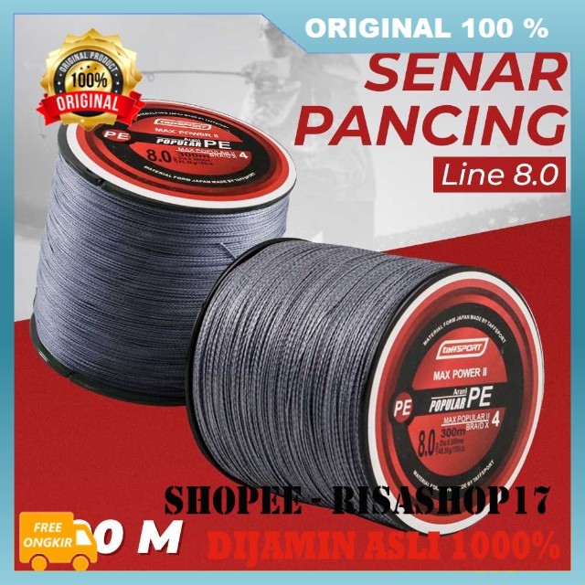 TaffSPORT Senar Tali Pancing Fishing PE Braided Thick Line 300M Senar Pancing Kuat 100% ASLI
