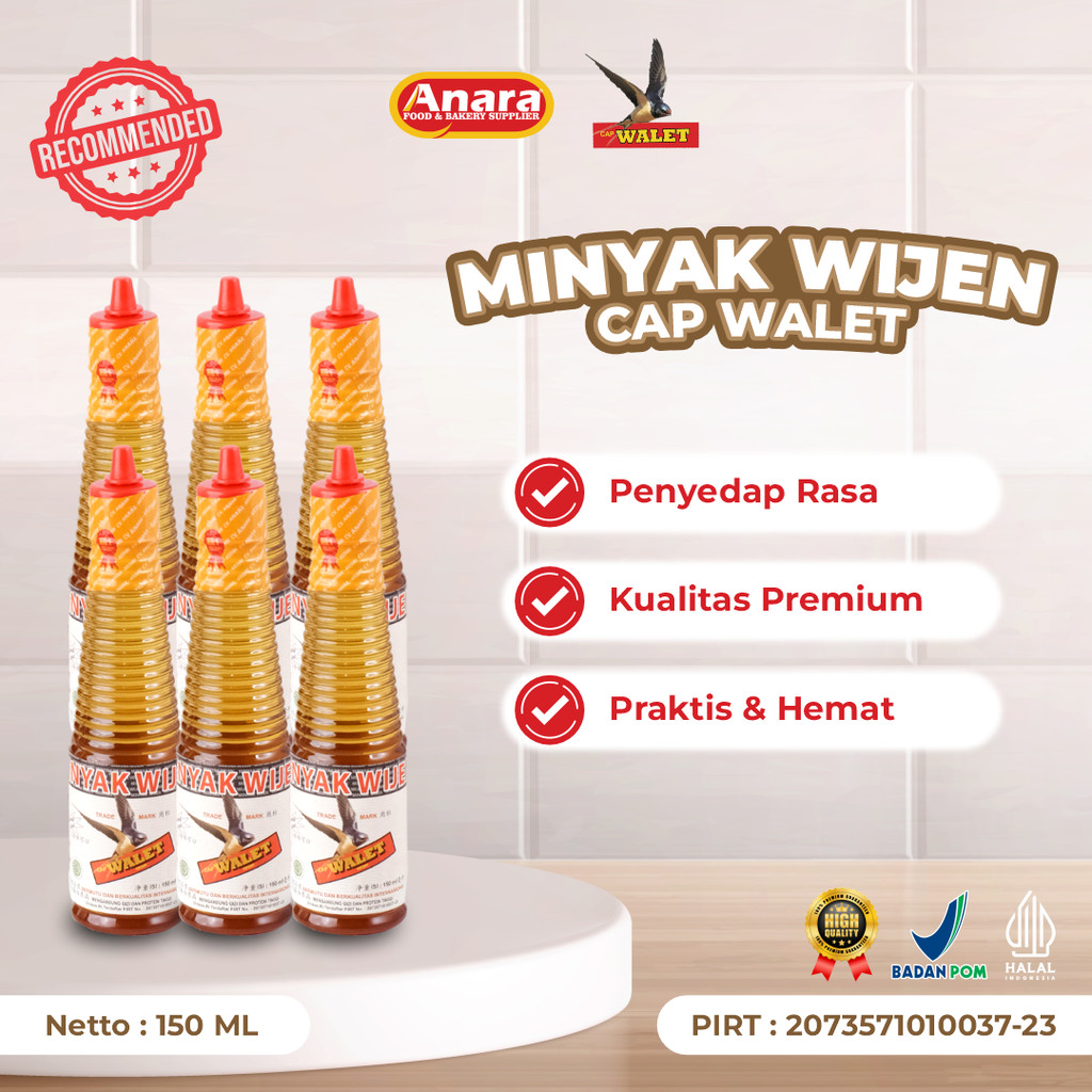 

[6pcs] Minyak Wijen Organik Cap Walet 150 ml HALAL Non MSG Non Pengawet PENYEDAP MASAKAN