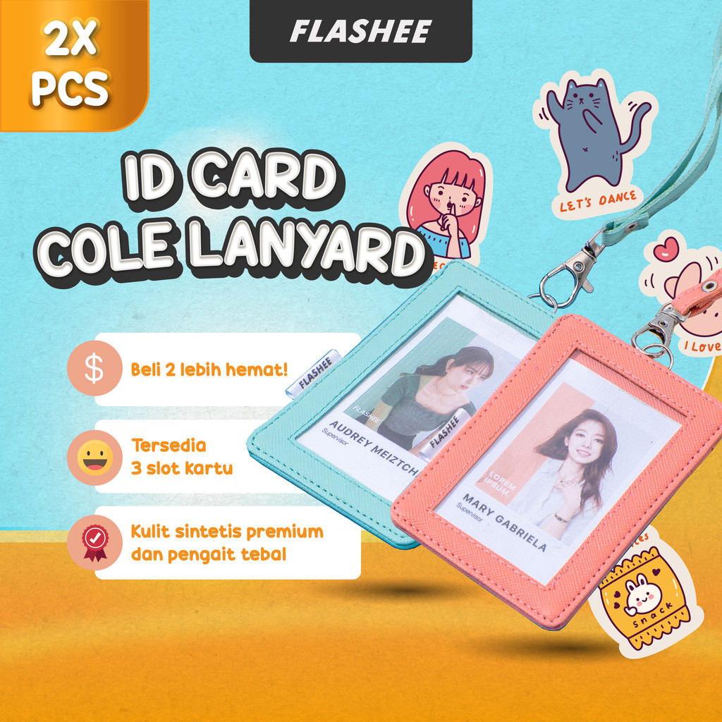 

Flashee Paket Bundle Name Tag Termurah Paket Hemat ID Card Cole Lanyard ID Card Holder 2x Pcs