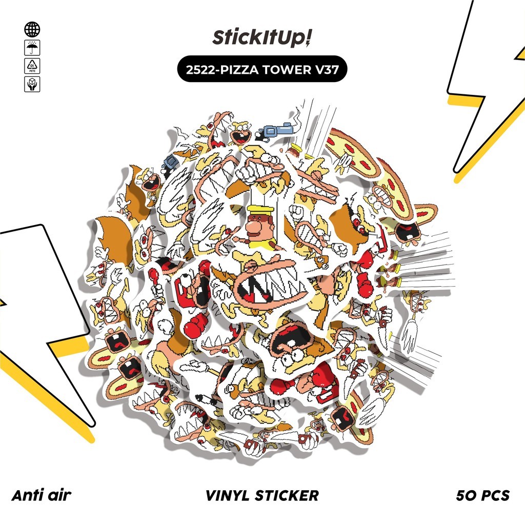 

COD✨ 50 Pcs Stiker PIZZA TOWER V37 Lucu Anti Air Untuk Dekorasi Notebook Sepeda Skateboard Handphone DIY