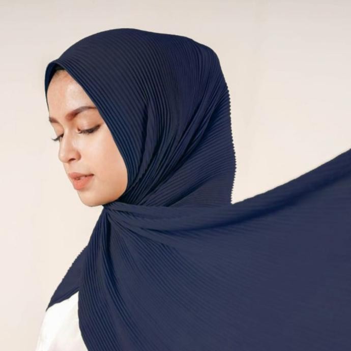 ✨TERLARIS✨ -Pashmina Plisket Ceruty Baby Doll 180 X 75Cm - Merah Cabe, Polos