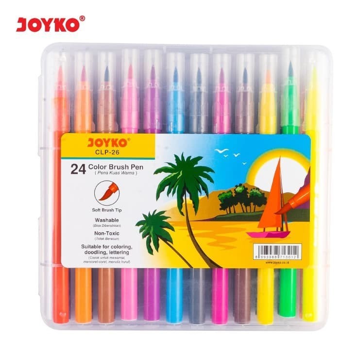 

24 Color Brush Pen JOYKO Single Tip Pena Kuas Warna CLP-26 ATK1037JY