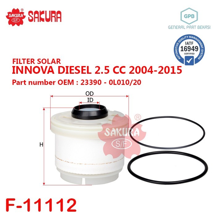 Filter Solar Toyota Innova Diesel 2.5cc 2004-2015 Sakura F-11112 F11112