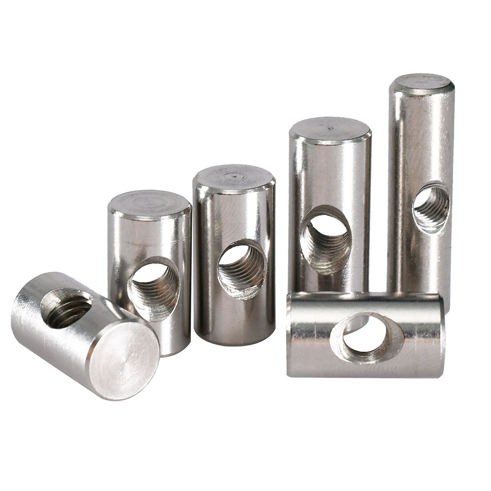 Cross Hole Barrel Nut M4 M5 M6 304 Stainless Steel Bolts Cylindrical Pin Dowel Wood Furniture Embedd