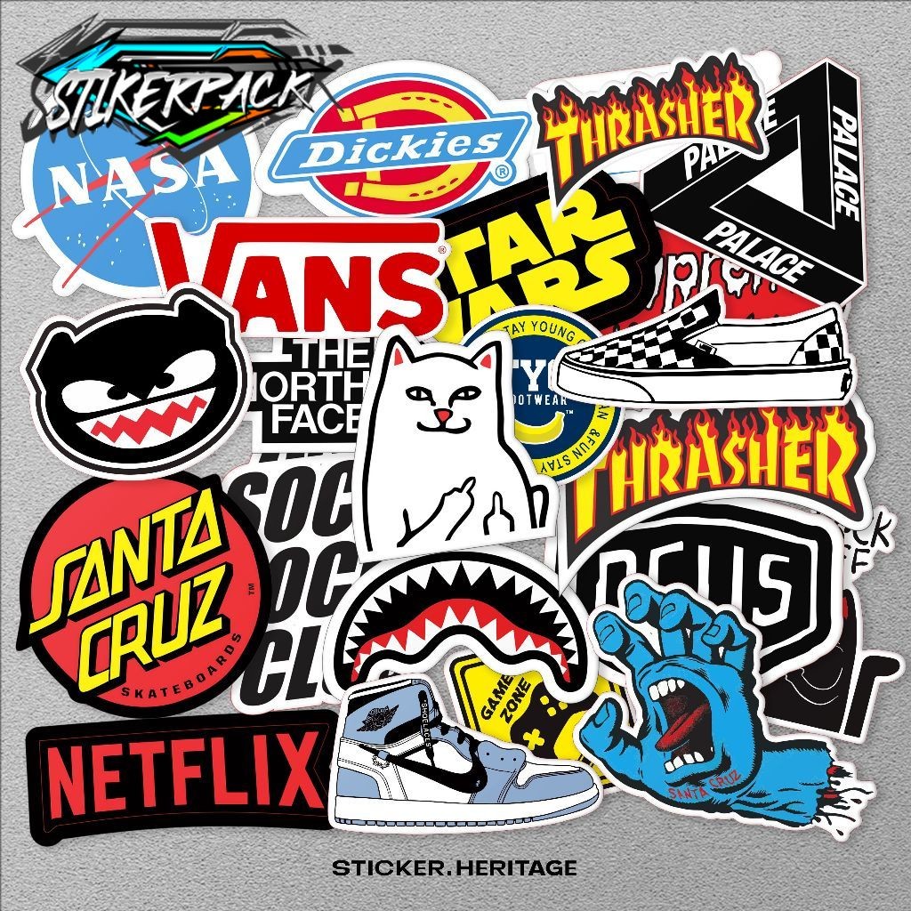 

24pcs Stiker Sticker Aesthetic logo brand nasa netflix untuk laptop case tumbler stiker laptop