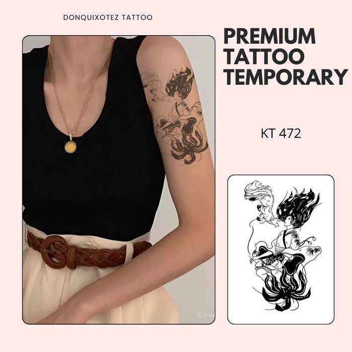 PREMIUM Tattoo Temporary Tato Semi Permanen Fruit Ink KT-472 motif gesha jepang tato temporer tahan 