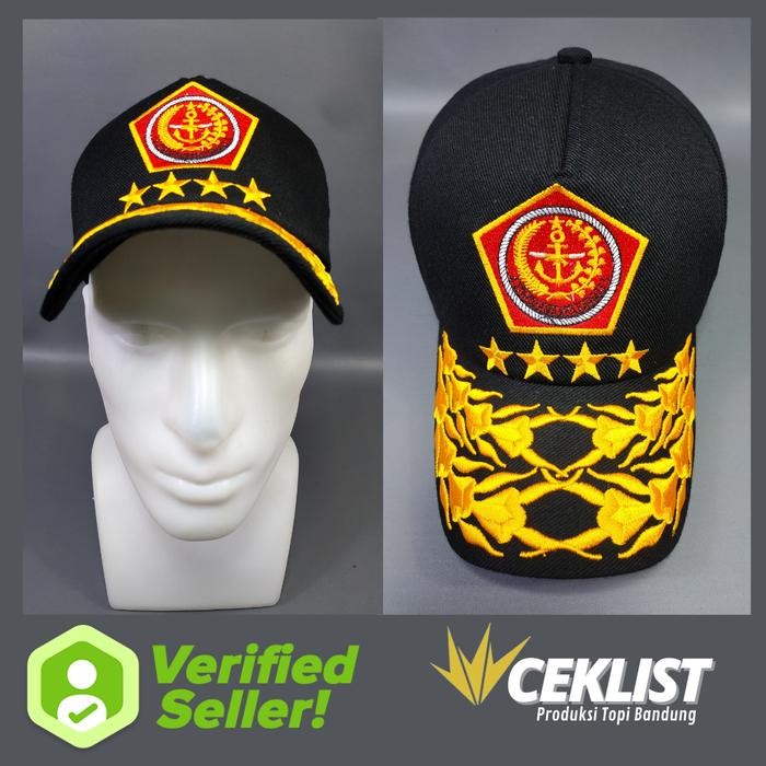 TOPI MABES TNI AD RAPHAEL WARNA HITAM PATI bintang 4
