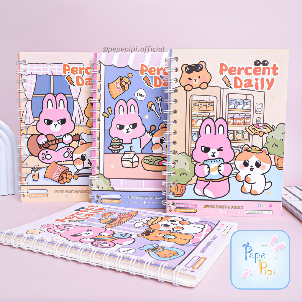 

Notebook Spiral BK-1871 Percent Daily A5 Diary Aesthetic Buku Jurnal Buku Catatan Buku Note Agenda