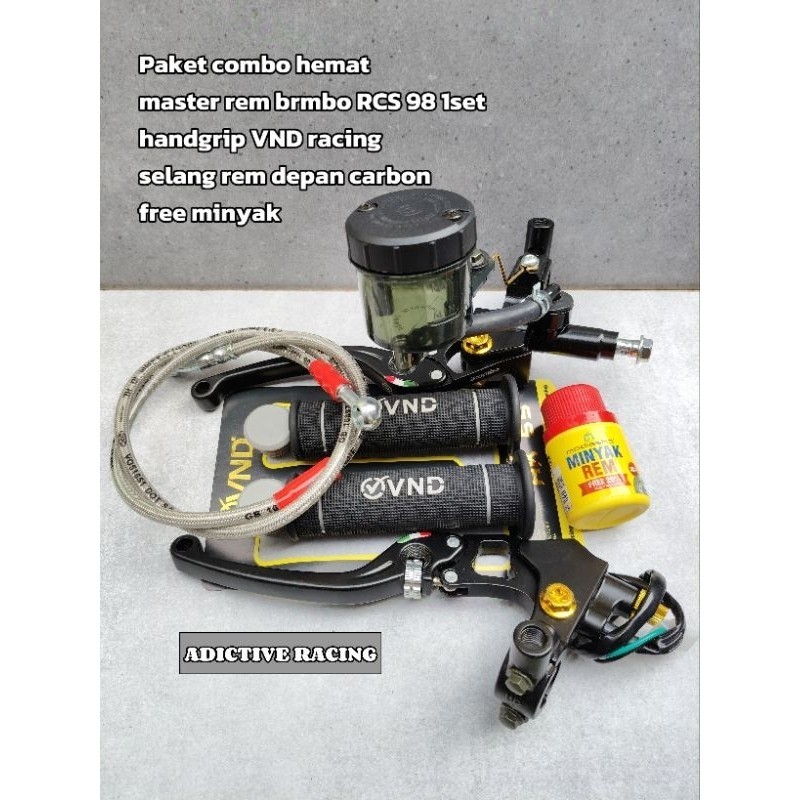 Promo Paket Master Rem Brembo RCS 98 1Set Kiri Kanan Plus Handgrip VND AK55 Plus Swlang Rem Depan Ca