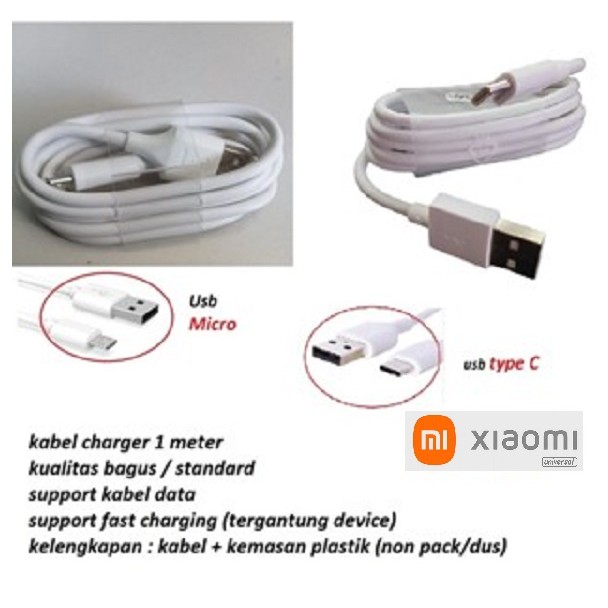 (putih) Usb C & micro kabel charger xiaomi Mi max 1 - Mi max 2 (MDE40/MDI40) - Mi max 3 - Mi max 4 -