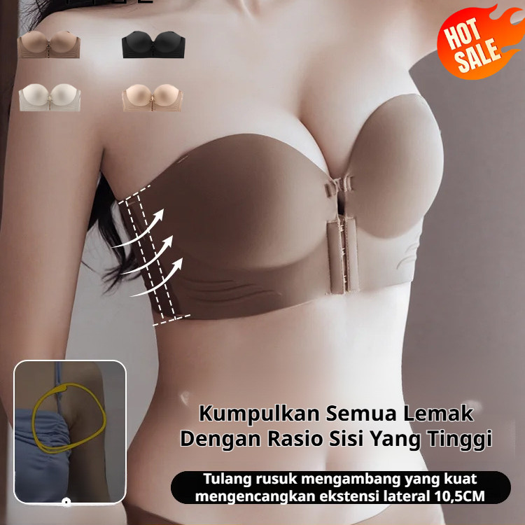 ✨-Bra Push-up Anti Selip Tanpa Tali | Bra Tanpa Jahitan Kancing Depan | Bra Punggung Cantik Tanpa Ci