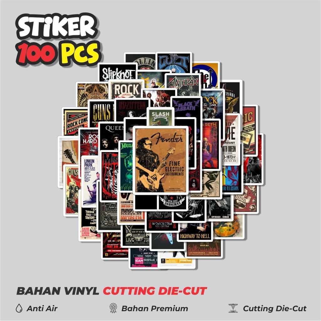 

Terbaru! 50 pcs Stiker Poster Rock Band Dekorasi Lucu Kreatif untuk Notebook, Skateboard, HP