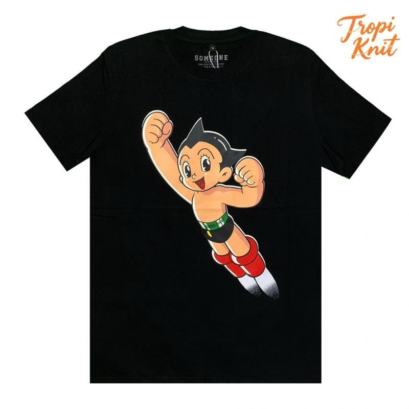 Tropi Knit Kaos Short Sleeve Someone T Shirt Glow In The Dark Black 314D Astroboy Unisex 100% Cotton