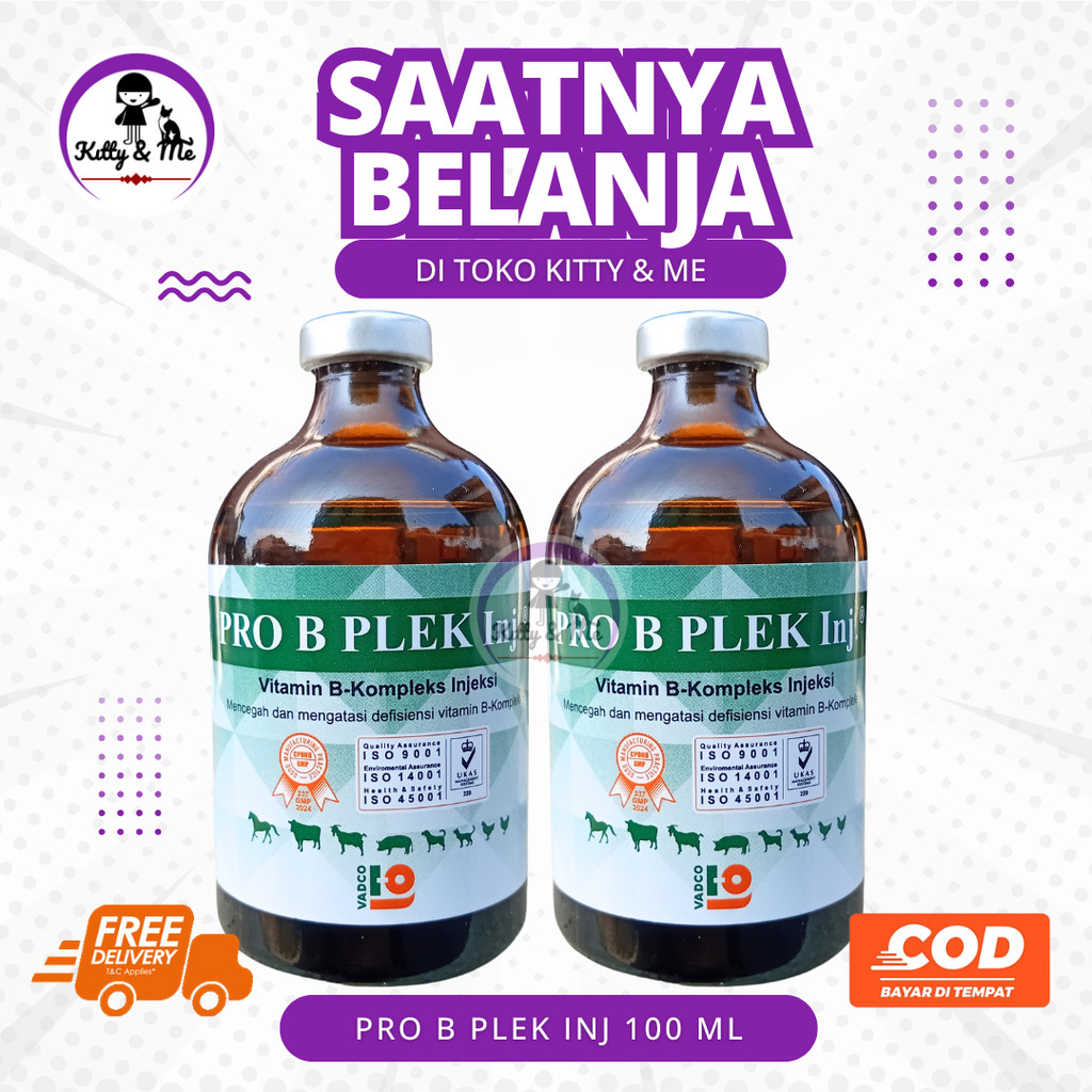 PRO B PLEK INJ 100 ML - Vitamin B kompleks Hewan Sapi Kambing Domba