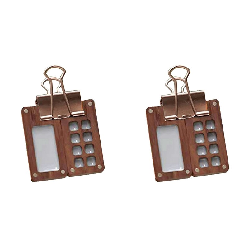 

2X 8 Grid Portable Sketchbook Palette, Wooden Colour Palette Box, Mini Travel Paint Tray Box With A Clip (Without Paint)