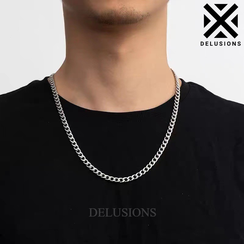 Kalung Pria Titanium Rantai Anti Karat Awet Kuat Fashion Aksesoris Cowok Kasual Minimalis Keren