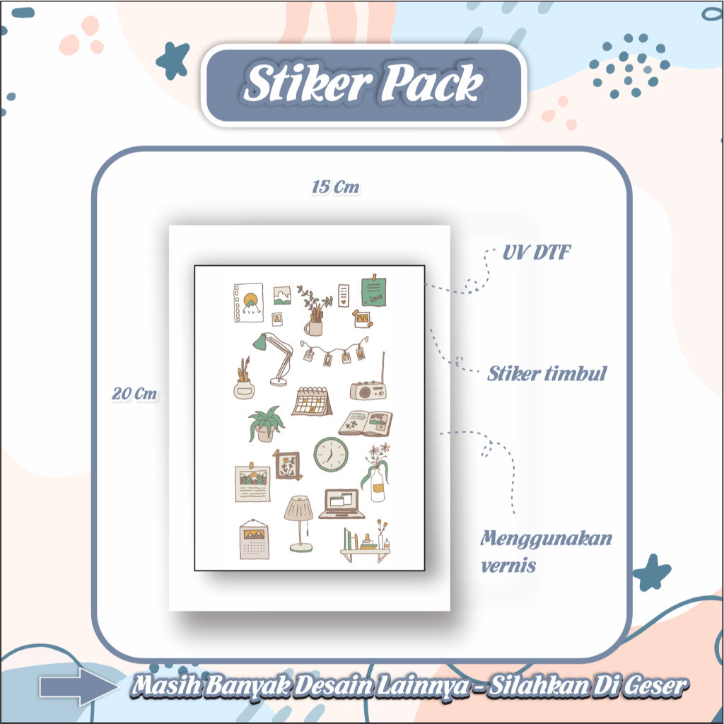 

Stiker Sticker Tumbler LAptop Hp Cermin Lemari Pack UV DTF Motif Estetik Pink Colat P24