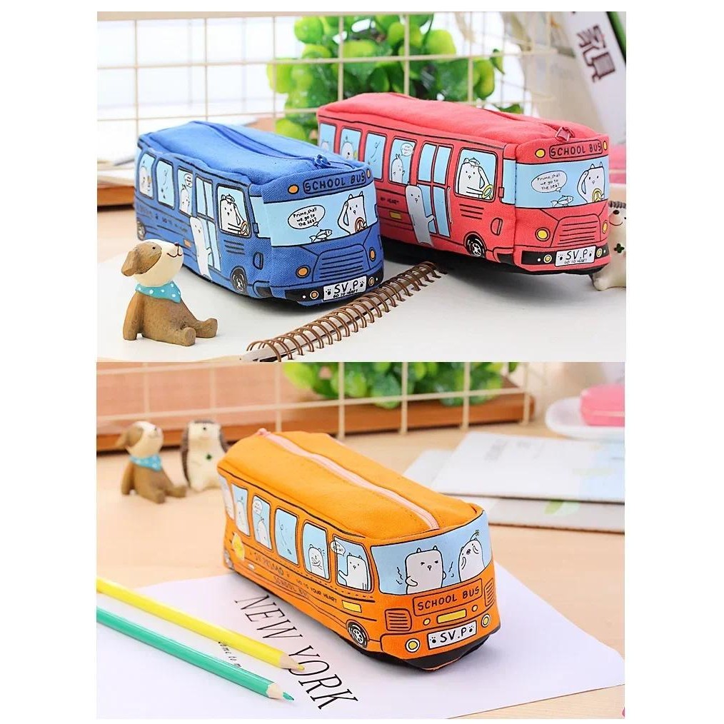 

Creative Bus Pencil Case Large Capacity Pencil Bag Cartoon Car Pencil Pouch Student Kids Cute Stationery Back to School Supplies