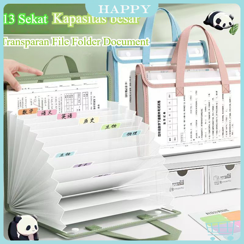 

【13 Gaya】Ready A4 Transparan File Folder Document Bag Tas Dokumen File A4 Ukuran Folio Tas Berkas Dokumen Map Folder Bag 13 Sekat