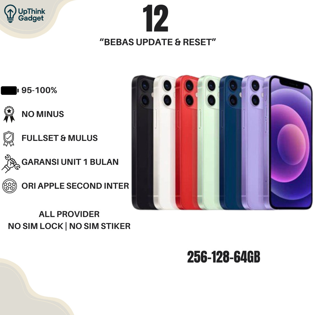 iphone second 12 normal no minus 256gb 128gb 64gb original 100% fullset mulus like new murah hp ip