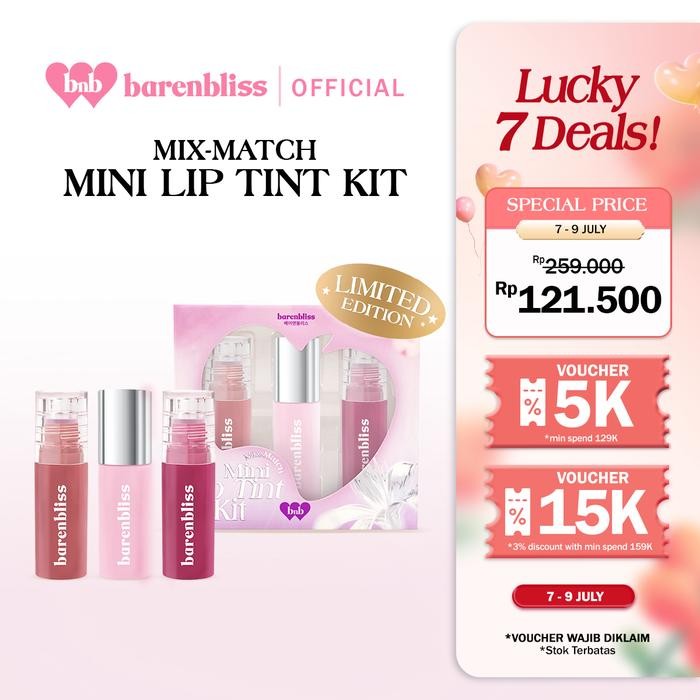【MUST HAVE】BNB barenbliss Mix-Match Mini Lip Tint Kit (Mousse Tint and Glow Tint 3pcs Mini-pack)
