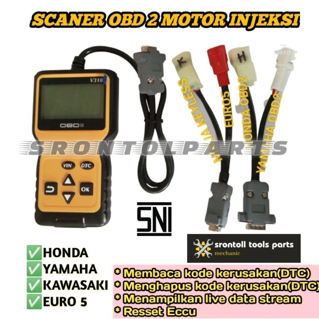Alat Scanner OBD2 untuk Motor Injeksi Honda, Yamaha, Kawasaki - Car