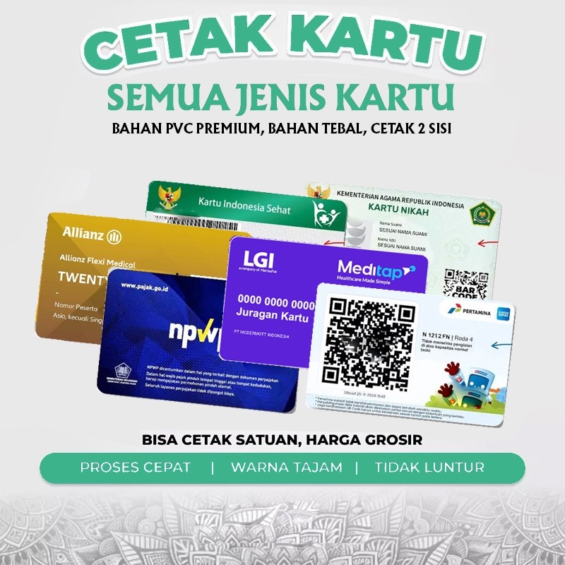 

New Cetak Ulang Kartu Rusak Pudar Cetak Baru Print Digital Jenis Kartu Request Khusus Repair Ganti BaruPremium