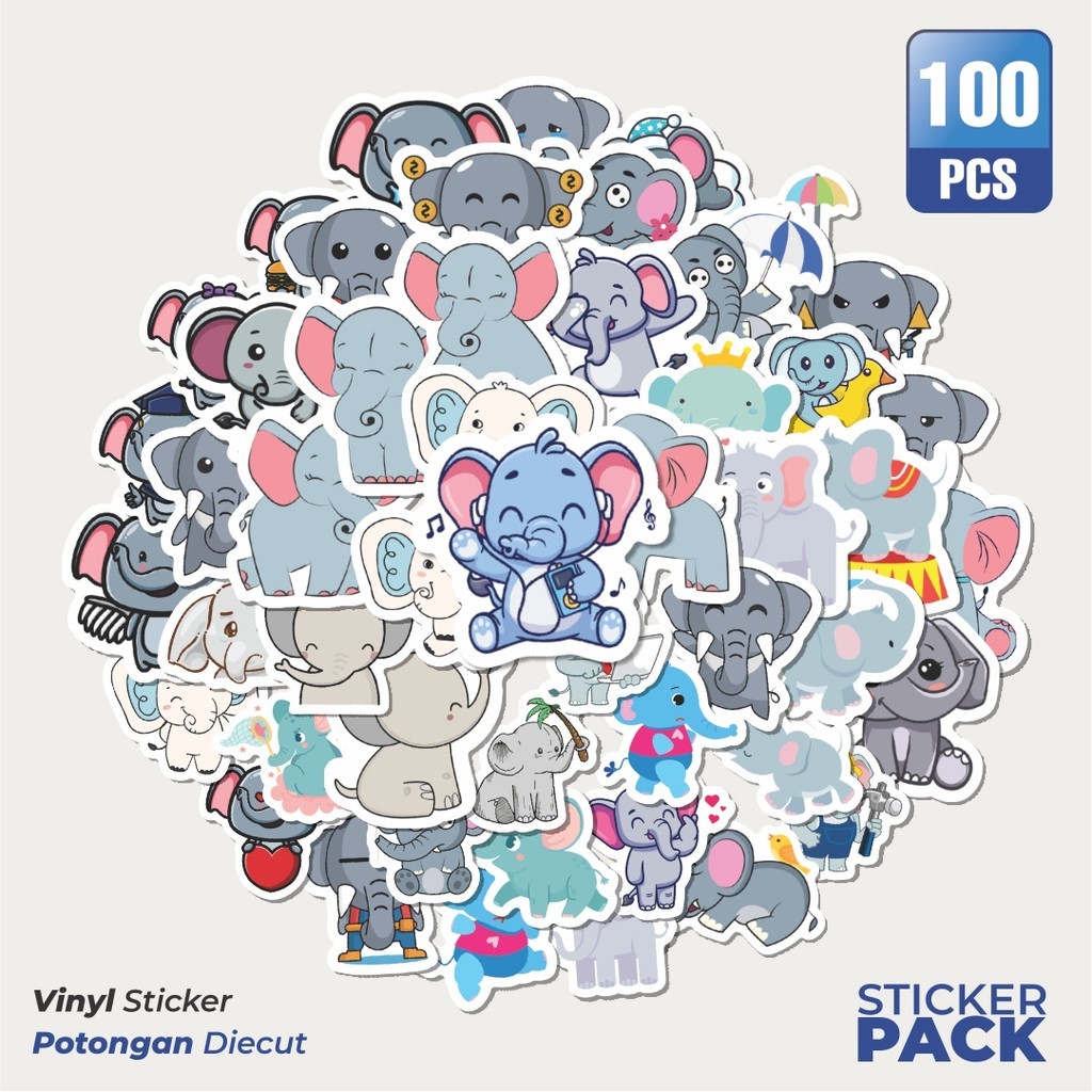 

Terbaru! 50 pcs Sticker Hewan Gajah Dekorasi Lucu Kreatif untuk Notebook, Skateboard, HP