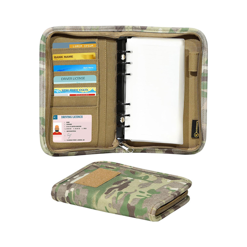 

KOSIBATE A6 Tactical Notebook with Zippered Padfolio Ring Binder Loose-Leaf Paper Weatherproof Notepad
