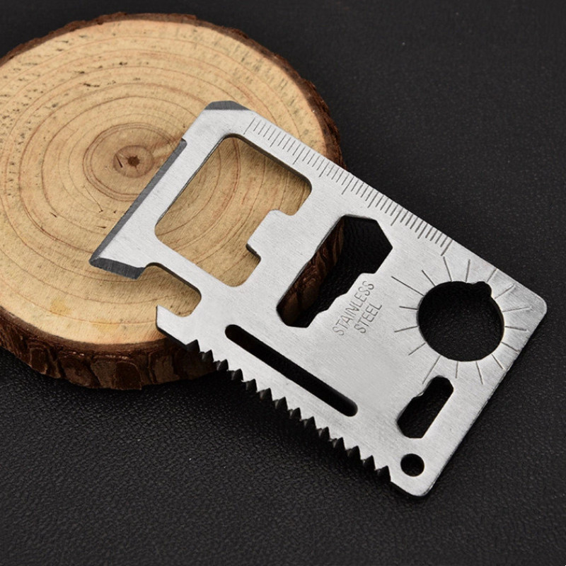 1pc Pocket Tool Portable Outdoor Hiking Camping Hunting Survival Kit 11 In 1 Multifunction Credit Ca
