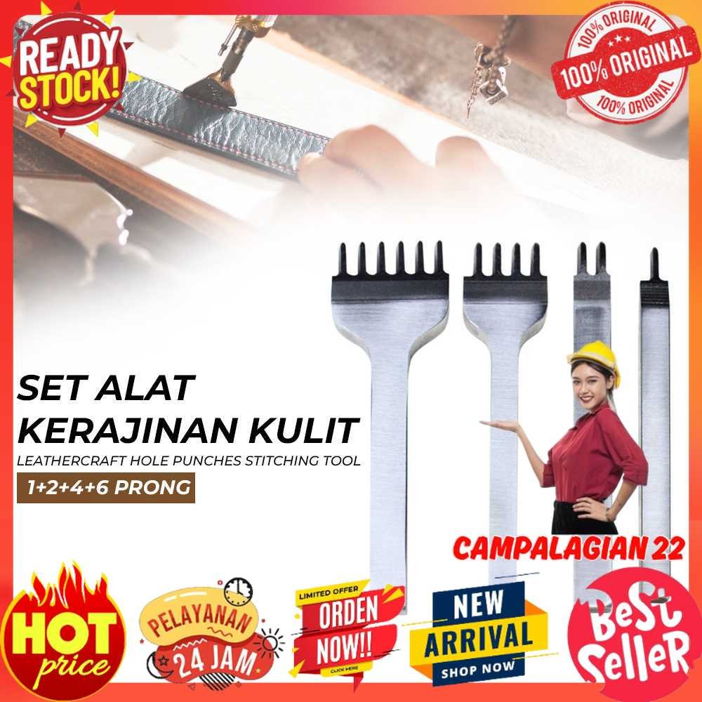 

Alat DIY Kulit Leathercraft Hole Punches Stitching Tool 1+2+4+6 Prong