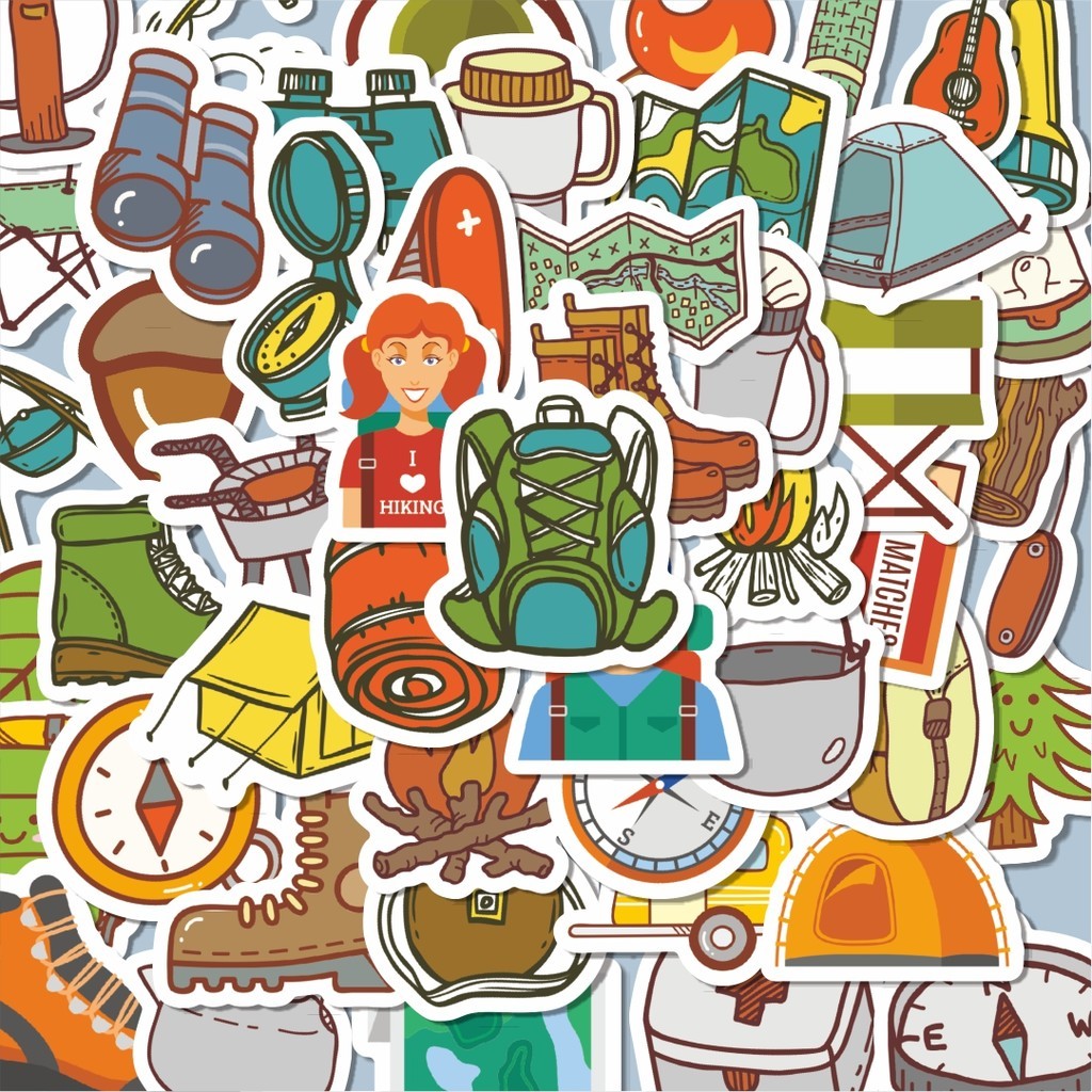 

100PCS Lucu Stiker Mobil Hiking Camping Travel Petualangan Stiker Aesthetic Stiker Anti Air Stikers Berperekat Waterproof sticker decal buat Motor Helm Buku Journal Koper Casing HP Laptop Botol Minum Hadiah anak